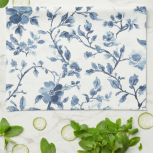 Blue White Floral Bridal Shower Kitchen Towel