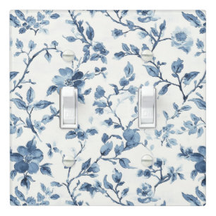 Blue White Floral Bridal Shower Light Switch Cover