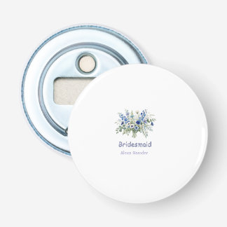 blue white floral bridesmaid name purple modern tr bottle opener