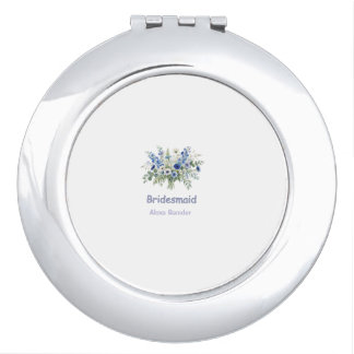 blue white floral bridesmaid name purple modern tr compact mirror