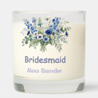 blue white floral bridesmaid name purple modern tr scented candle