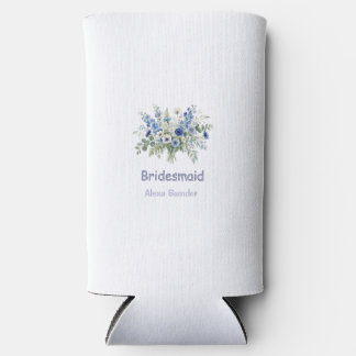 blue white floral bridesmaid name purple modern tr seltzer can cooler