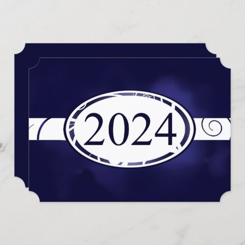 Blue  White Floral Button 2024 Graduation Party Invitation