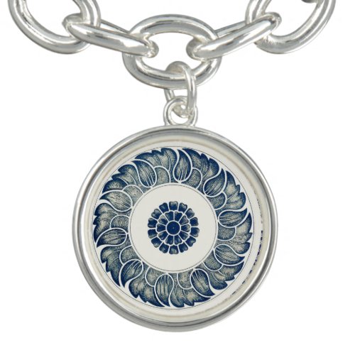 Blue White Floral Chinese Round Bracelet