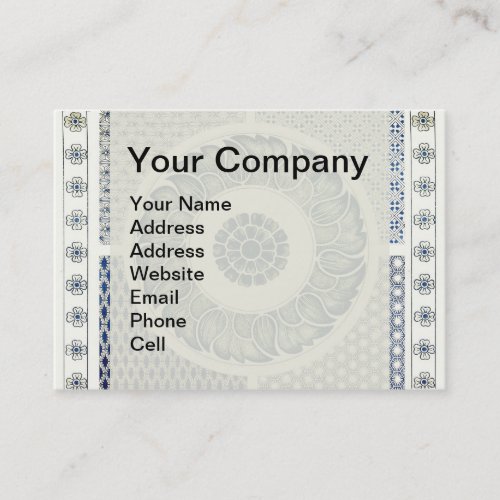 Blue White Floral Chinese Round Business Card