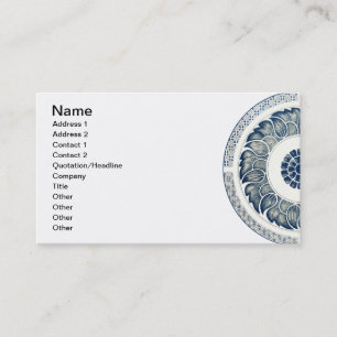 Blue White Floral Chinese Round Business Card