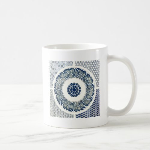 Blue White Floral Chinese Round Coffee Mug