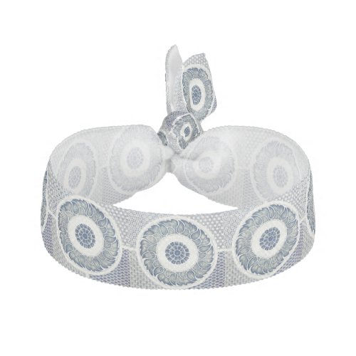 Blue White Floral Chinese Round Elastic Hair Tie