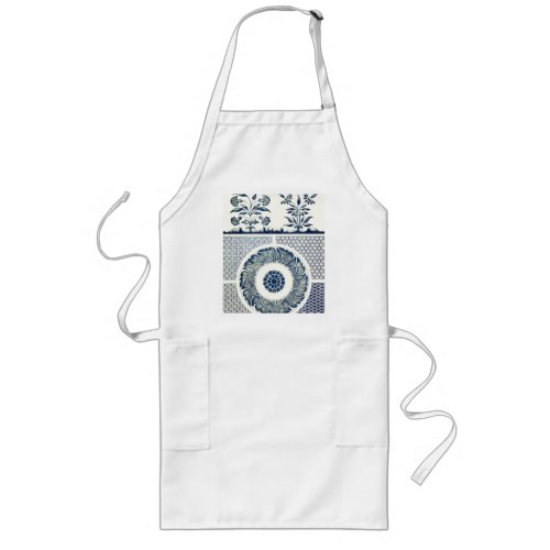 Blue White Floral Chinese Round Long Apron
