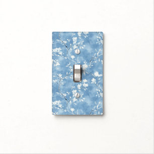 Blue White Floral Christmas Light Switch Cover