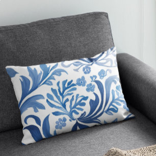 Blue & White Floral Design   Chinoiserie Pattern Accent Pillow