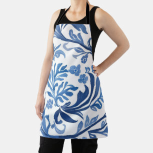 Blue & White Floral Design   Chinoiserie Pattern Apron