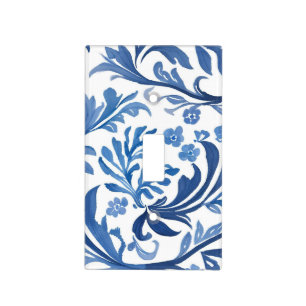 Blue & White Floral Design   Chinoiserie Pattern Light Switch Cover