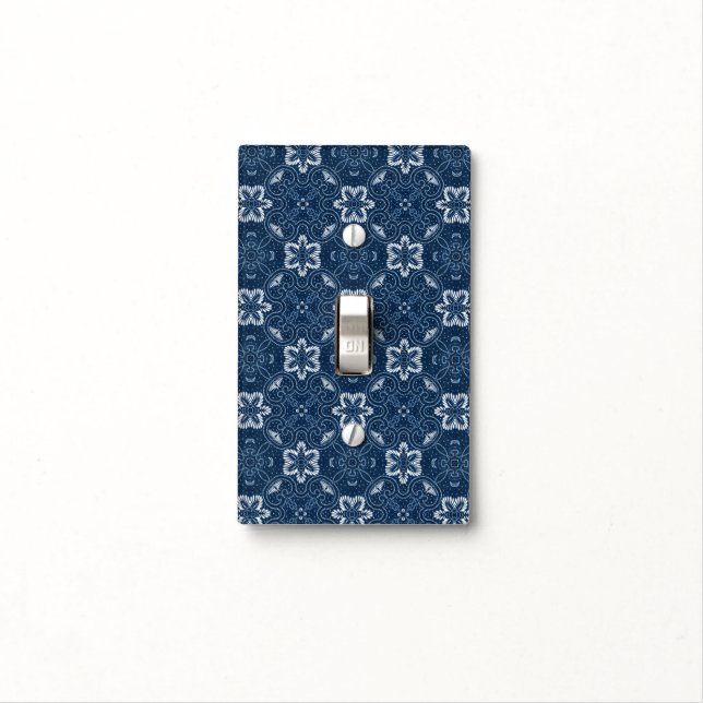Blue & White Floral DesignToggle LightSwitch Cover (In Situ)