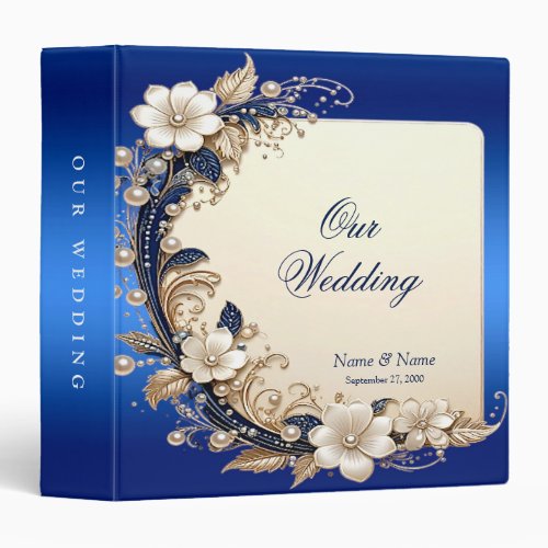 Blue White Floral Embellishment Album Binder