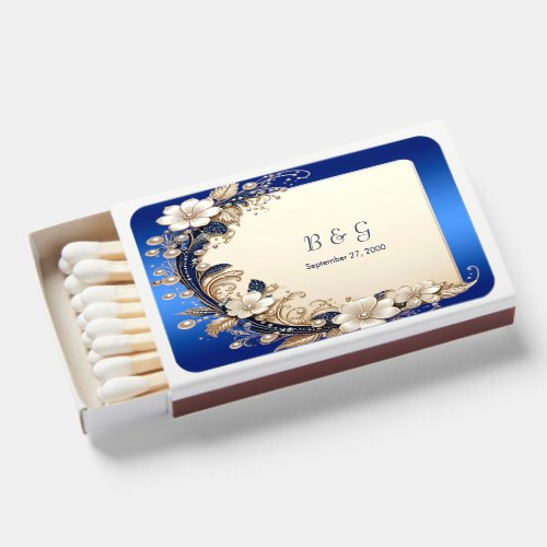 Blue White Floral Embellishment Matchboxes