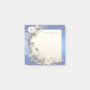 Blue White Floral Embellishment Post it Notes