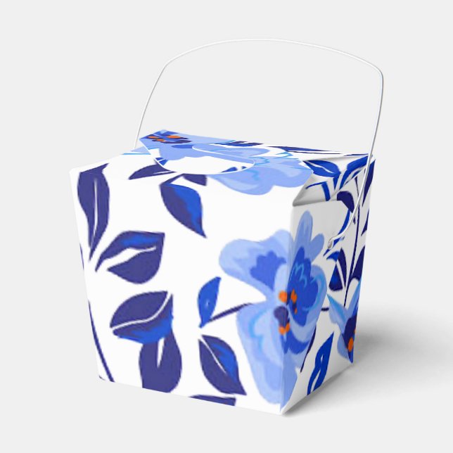 Blue & White Floral Favor/ Gift Box (Front Side)