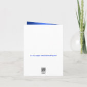 Blue, White Floral, Hearts Wedding Thank You Card (Back)