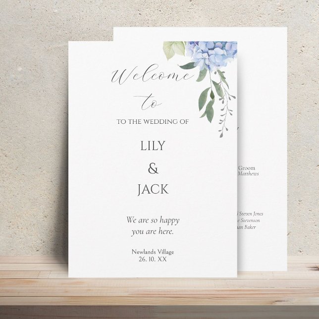 Blue & White Floral Hydrangea Wedding Program (Creator Uploaded)