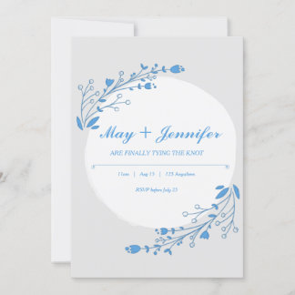 Blue White Floral Invitation