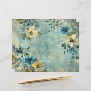 Blue White Floral Junk Journal Scrapbook Paper