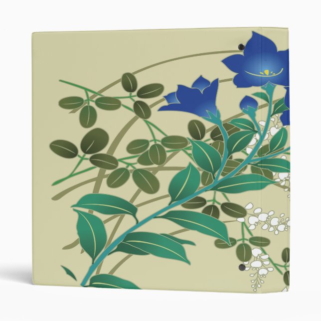 Blue & White Floral Kimono Japanese Fine Art 3 Ring Binder (Back/Spine)