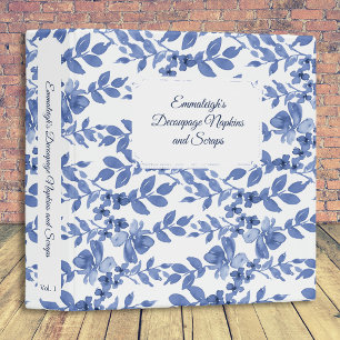 Blue White Floral Leaf Pattern Craft 3 Ring Binder