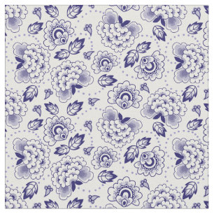 Blue & White Floral Pattern Fabric