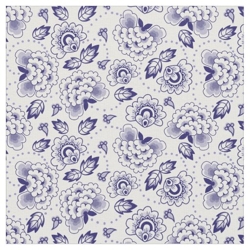 Blue & White Floral Pattern Fabric