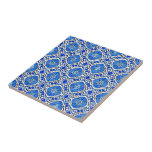 Blue White Floral Pattern Mediterranean Style Ceramic Tile at Zazzle