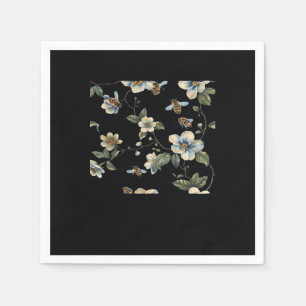 Blue White Floral Pattern - Whimsigoth Dark Aesthe Napkins