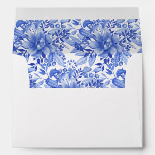 Blue & White Floral Porcelain Wedding Envelope
