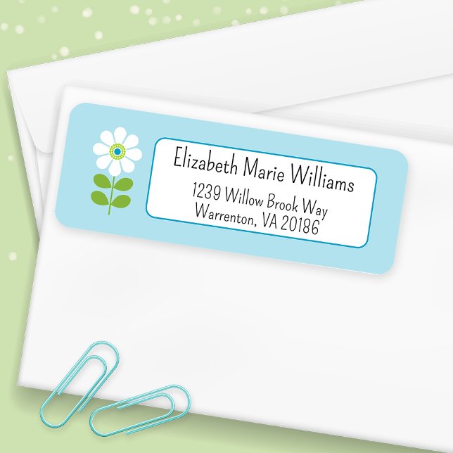 Blue White Floral Return Address Label (Creator Uploaded)