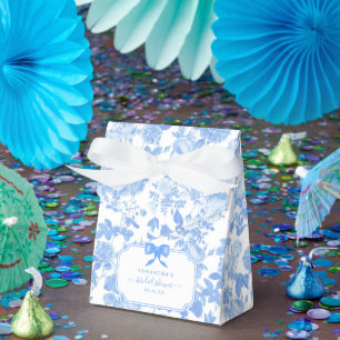 Blue White Floral Roses Chinoiserie Bridal Shower  Favor Boxes