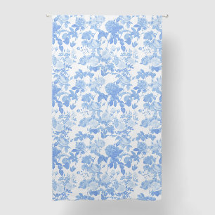 Blue White Floral Roses French Chinoiserie Pattern Blackout Curtains