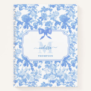Blue White Floral Roses French Chinoiserie Pattern Notebook
