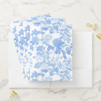 Blue White Floral Roses French Chinoiserie Pattern