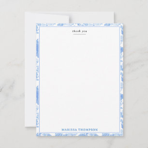 Blue White Floral Roses French Chinoiserie Pattern Thank You Card