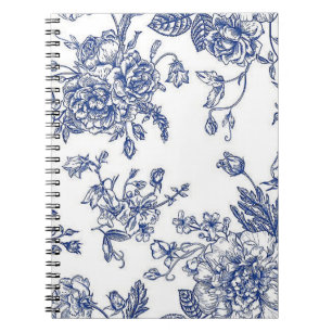 Blue & White Floral Spiral Photo Notebook