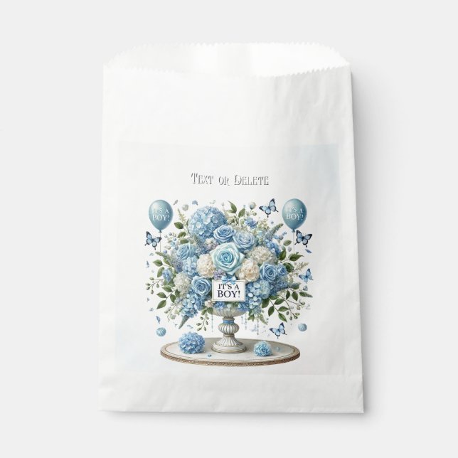 Blue White Floral Vase Favor Bags (Front)