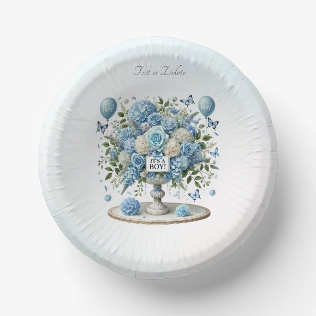 Blue White Floral Vase Paper Bowl (Front)