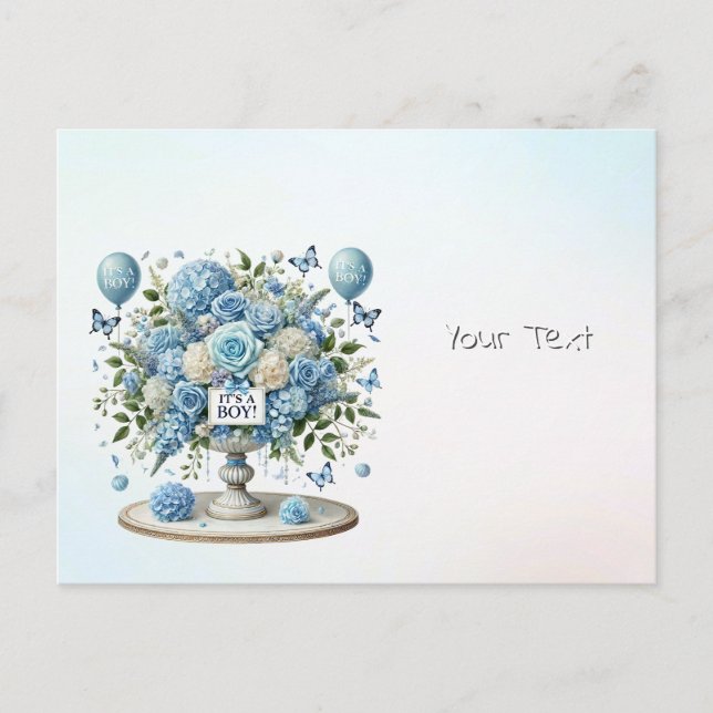 Blue White Floral Vase Postcard (Front)
