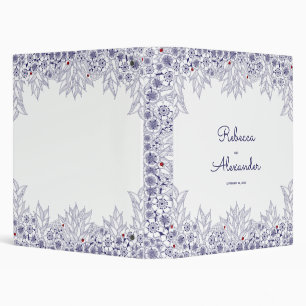Blue White Floral Wedding Album 3 Ring Binder
