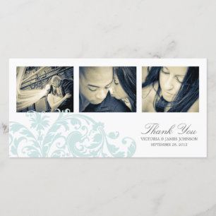 BLUE & WHITE FLOURISH WEDDING THANK YOU CARD