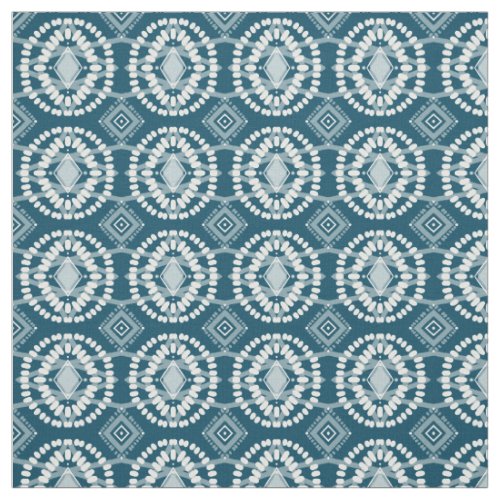 Blue  White Flow Geometric Pattern Fabric