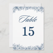 Blue White Flower Elegant Wedding Table Numbers (Front)