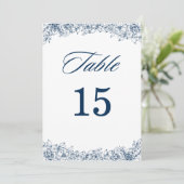 Blue White Flower Elegant Wedding Table Numbers (Standing Front)