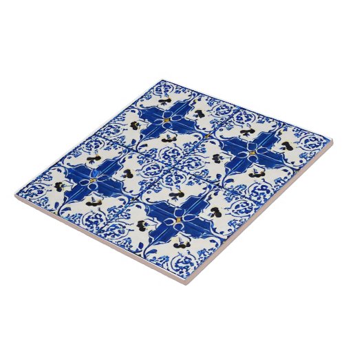 Blue white flower inspired Mediterranean style Ceramic Tile