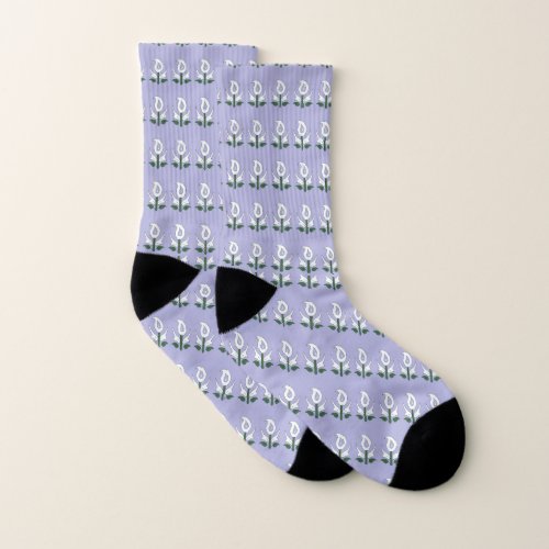 blue white flower socks